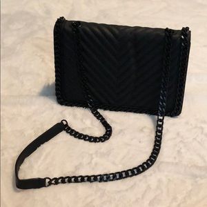 Black leather cross body bag